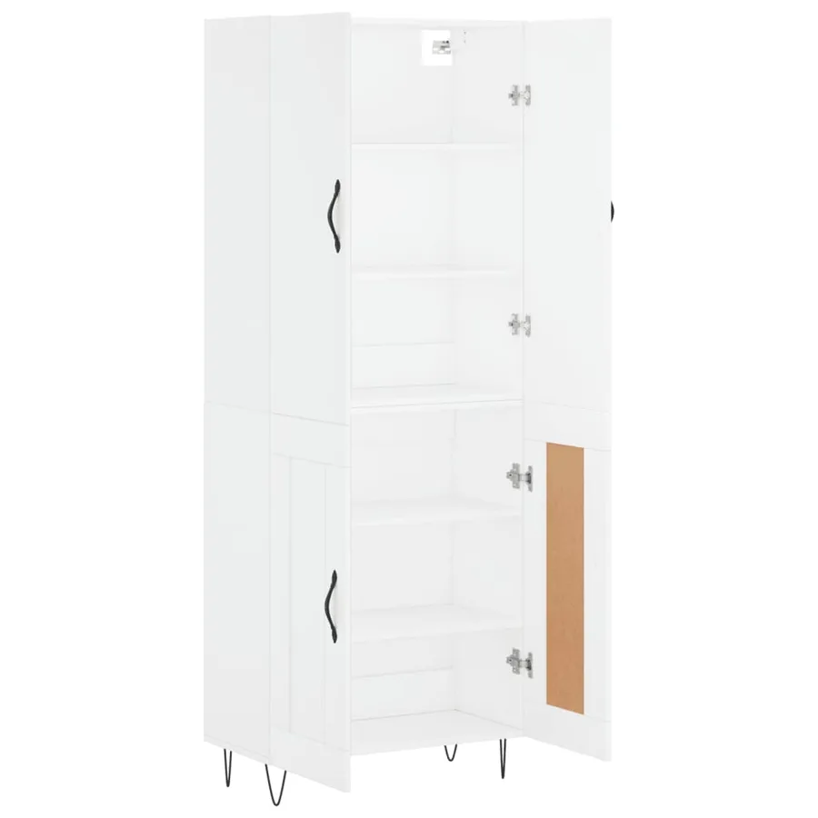 Buffet haut Blanc 69,5x34x180 cm Bois d'ingénierie - 4