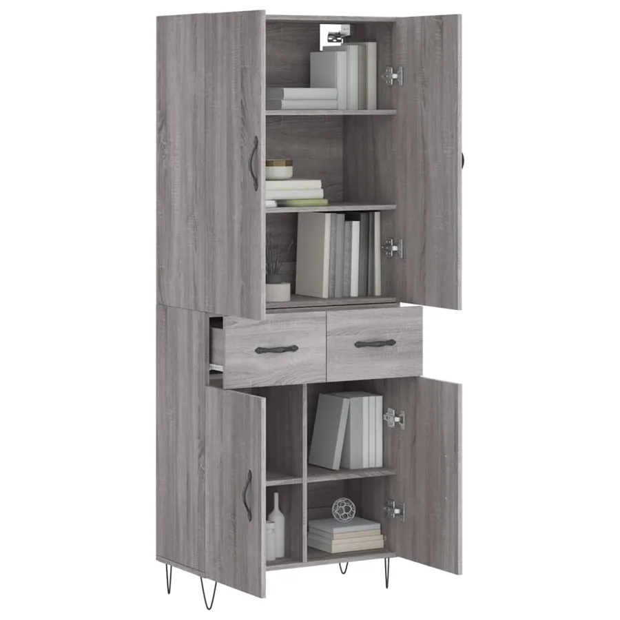 Buffet haut Sonoma gris 69,5x34x180 cm Bois d'ingénierie - 3