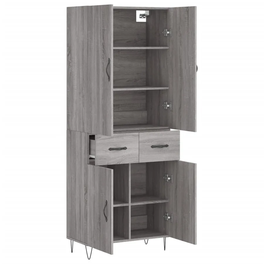 Buffet haut Sonoma gris 69,5x34x180 cm Bois d'ingénierie - 4