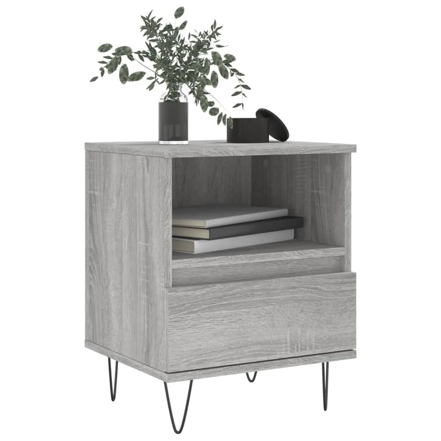 Table de chevet sonoma gris 40x35x50 cm bois d’ingénierie - 3