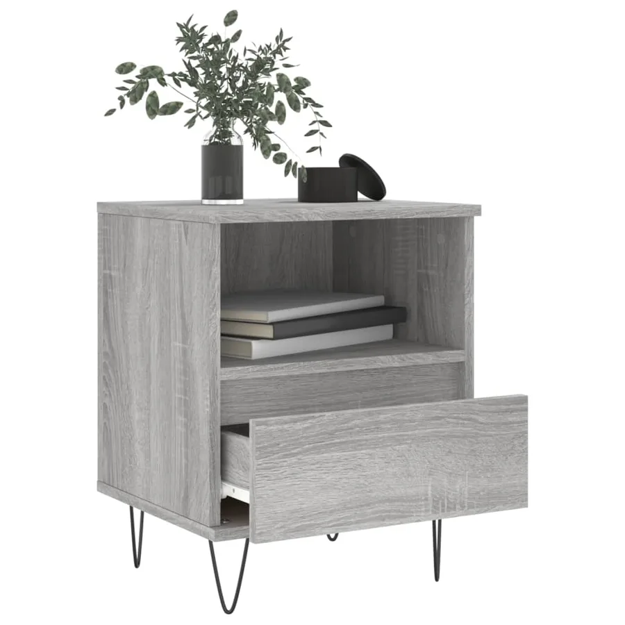 Table de chevet sonoma gris 40x35x50 cm bois d’ingénierie - 4