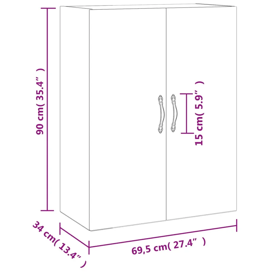Armoire murale sonoma gris 69,5x34x90 cm bois d'ingénierie - 13
