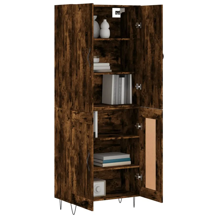 Buffet haut Chêne fumé 69,5x34x180 cm Bois d'ingénierie - 3