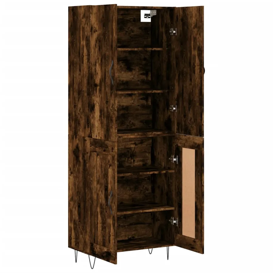 Buffet haut Chêne fumé 69,5x34x180 cm Bois d'ingénierie - 4
