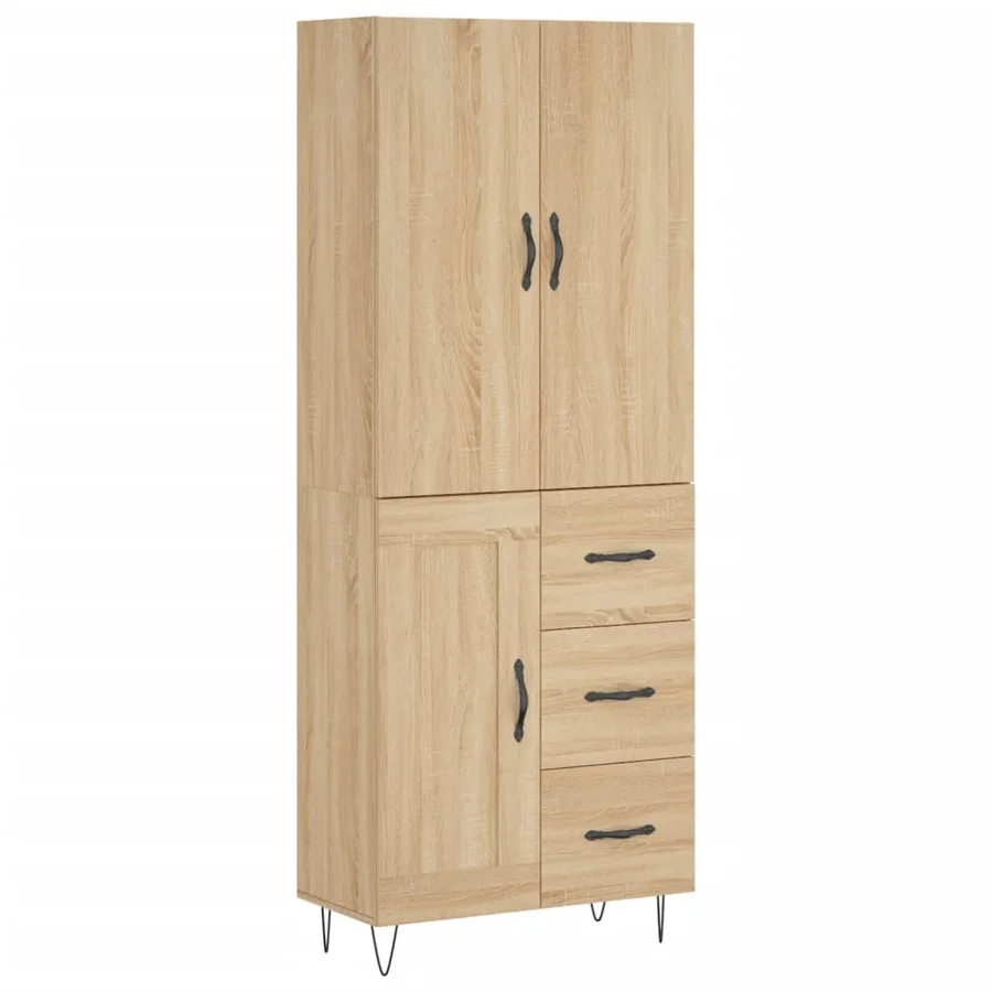 Buffet haut Chêne sonoma 69,5x34x180 cm Bois d'ingénierie - 2