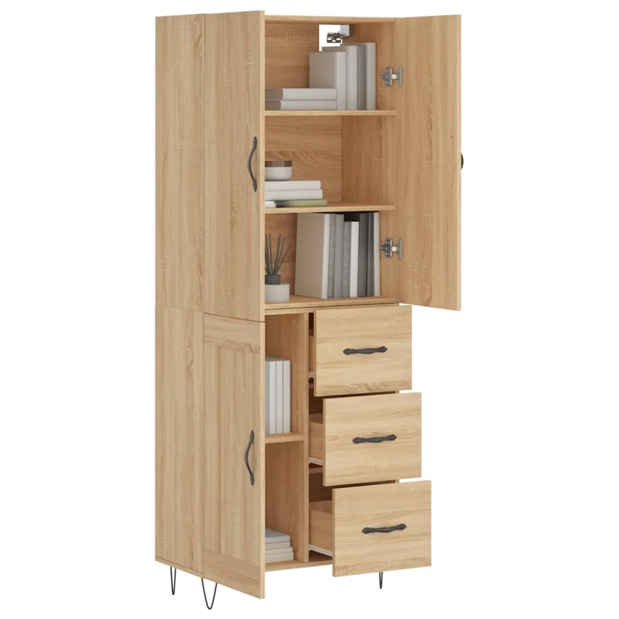 Buffet haut Chêne sonoma 69,5x34x180 cm Bois d'ingénierie - 3
