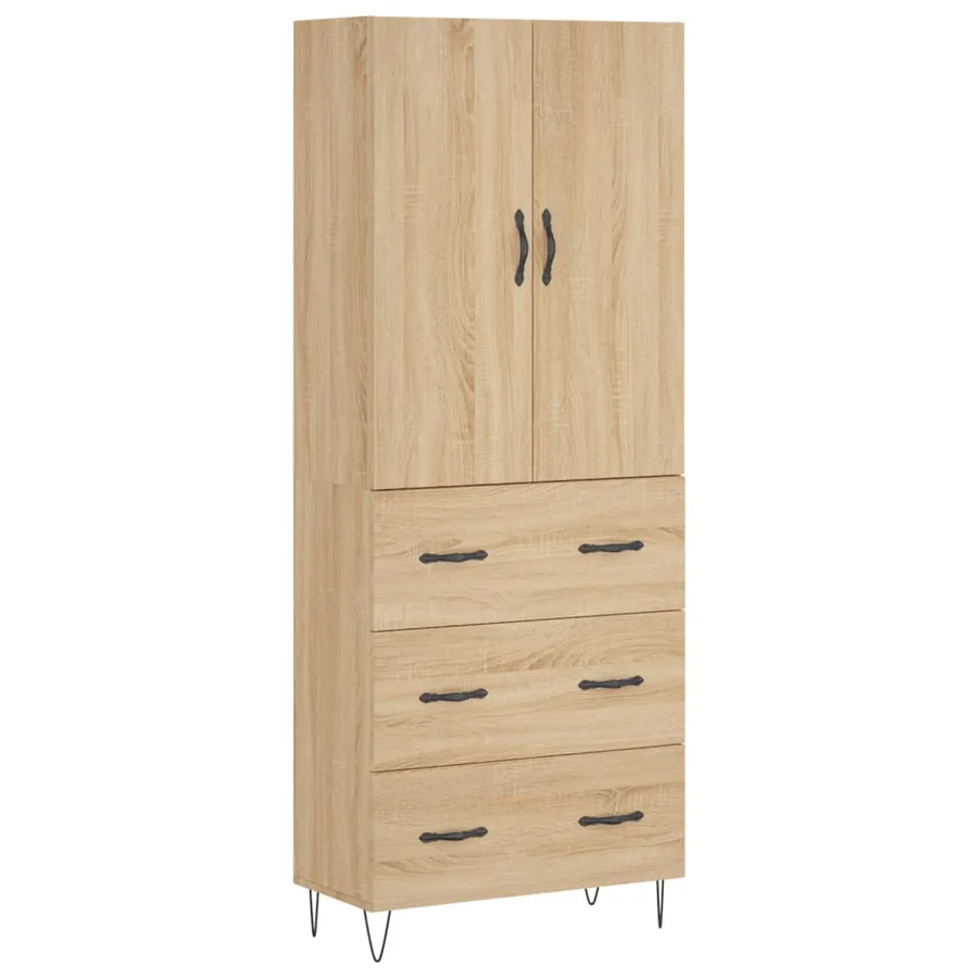 Buffet haut Chêne sonoma 69,5x34x180 cm Bois d'ingénierie - 2