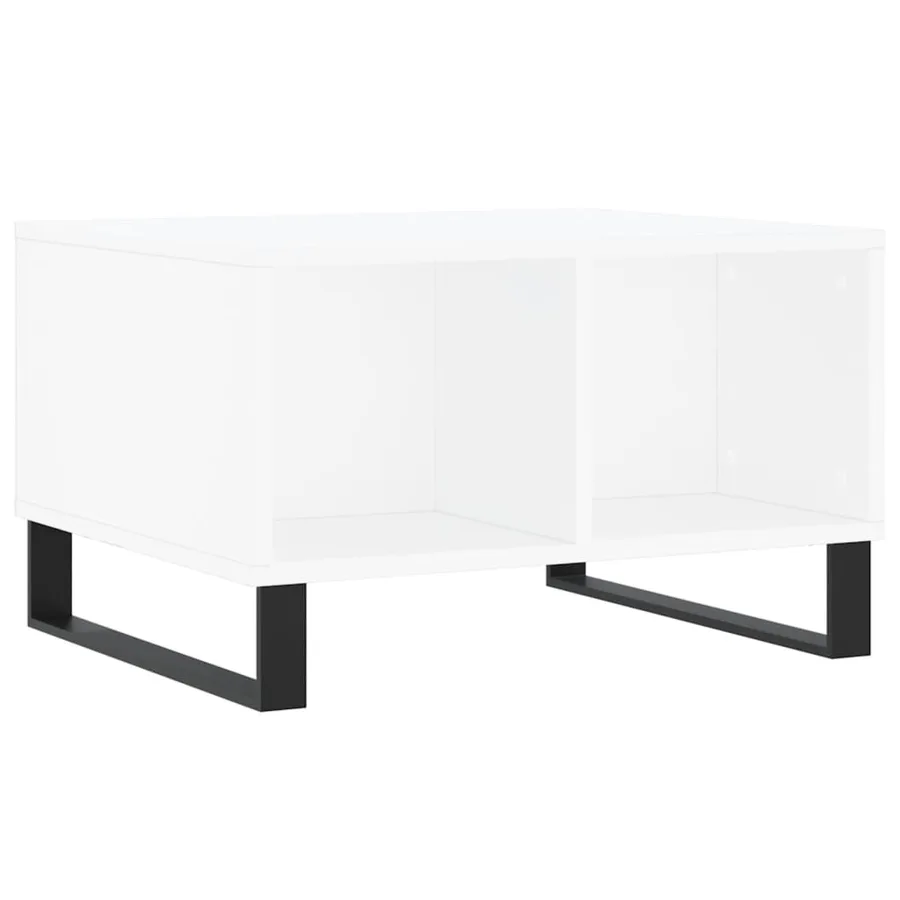 Table basse Blanc 60x50x36,5 cm Bois d'ingénierie - 2