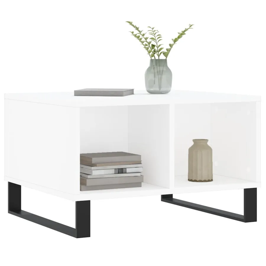 Table basse Blanc 60x50x36,5 cm Bois d'ingénierie - 3