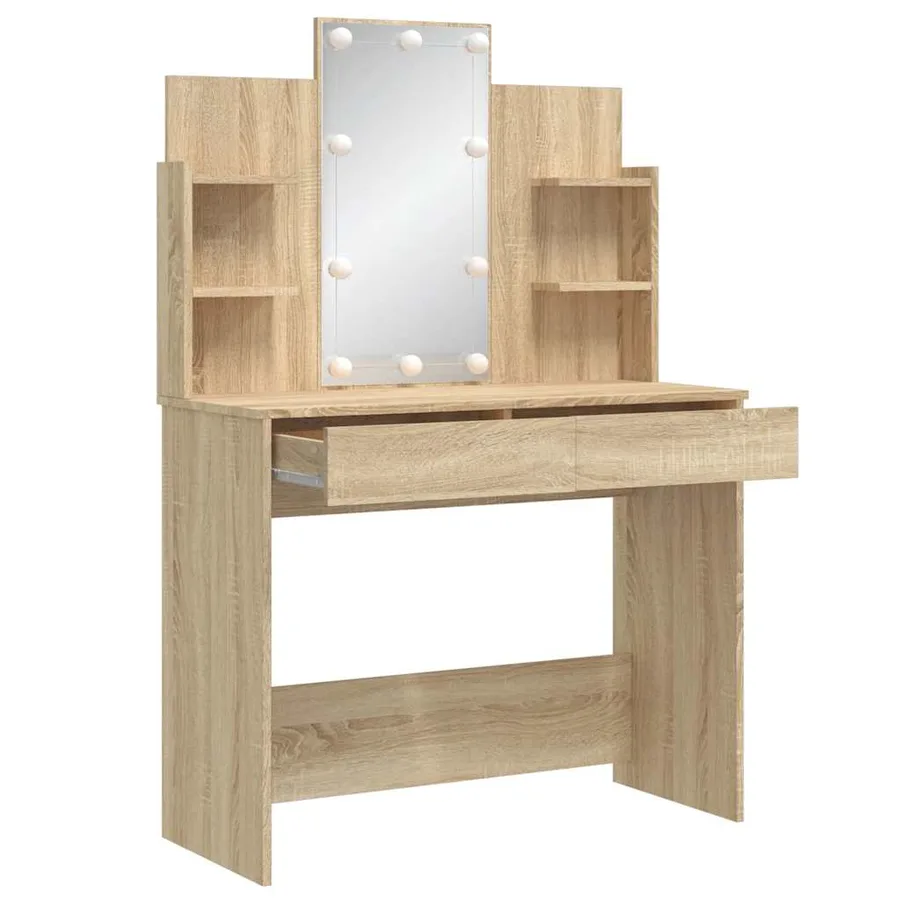 Coiffeuse avec lumières LED chêne sonoma 96x40x142 cm - 4