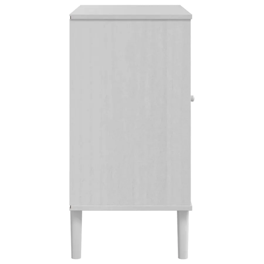 Buffet SENJA aspect rotin blanc 80x40x80 cm bois massif de pin - 7