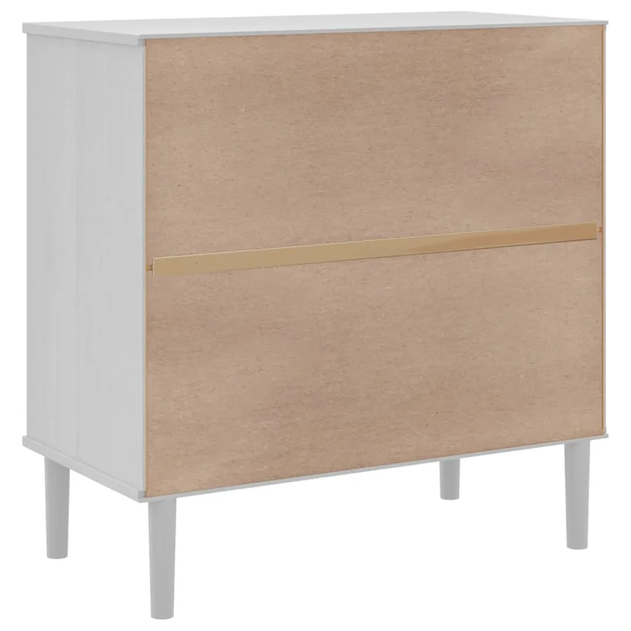 Buffet SENJA aspect rotin blanc 80x40x80 cm bois massif de pin - 8