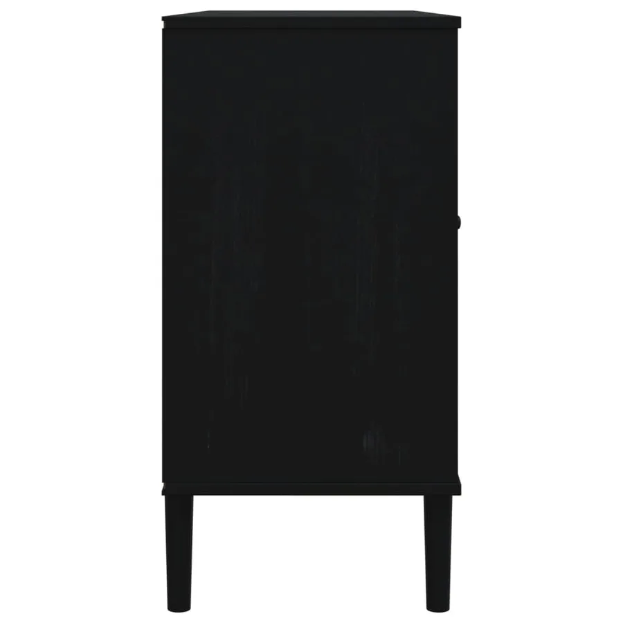 Buffet SENJA aspect rotin noir 112x40x80cm bois massif de pin - 7