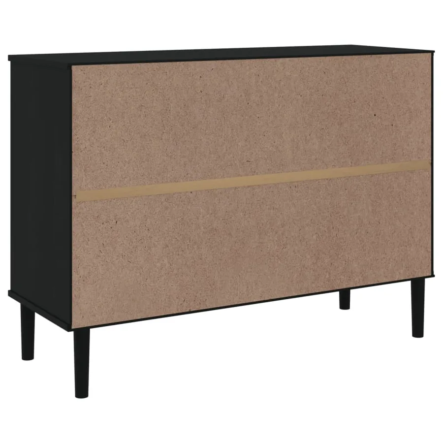 Buffet SENJA aspect rotin noir 112x40x80cm bois massif de pin - 8