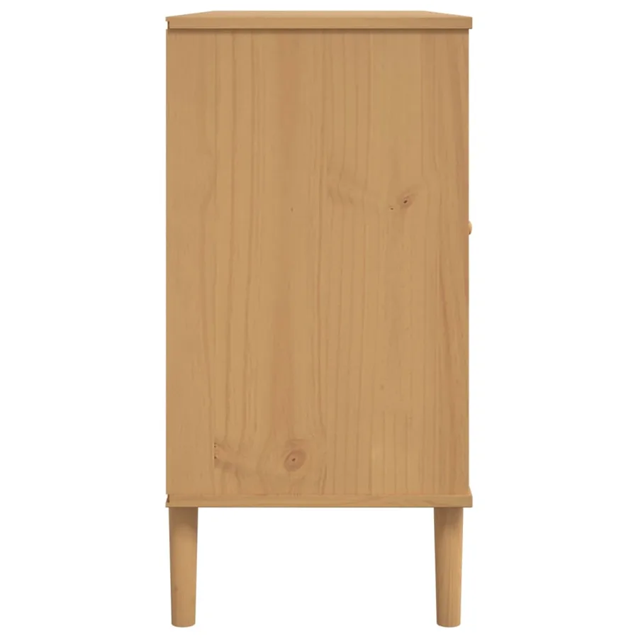 Buffet SENJA aspect rotin marron 112x40x80cm bois massif de pin - 7