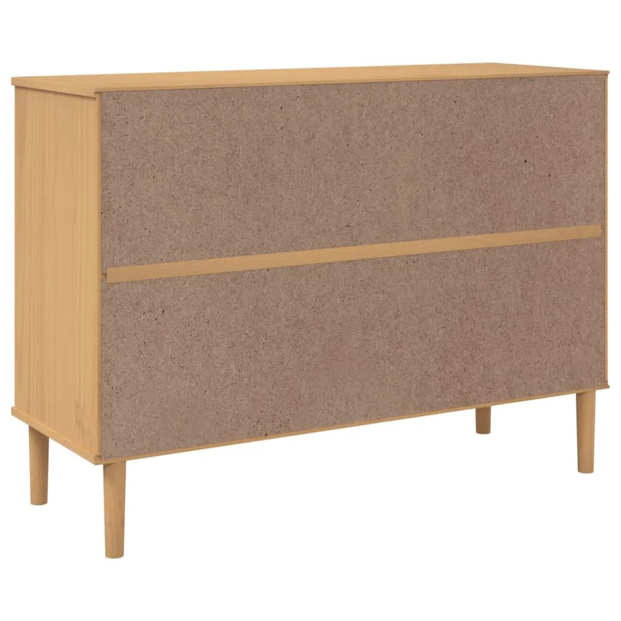 Buffet SENJA aspect rotin marron 112x40x80cm bois massif de pin - 8