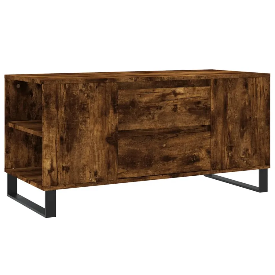 Table basse chêne fumé 102x44,5x50 cm bois d'ingénierie - 2