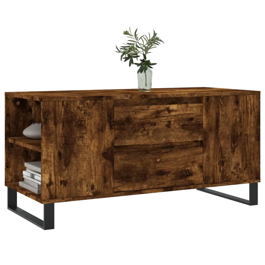 Table basse chêne fumé 102x44,5x50 cm bois d'ingénierie - 3