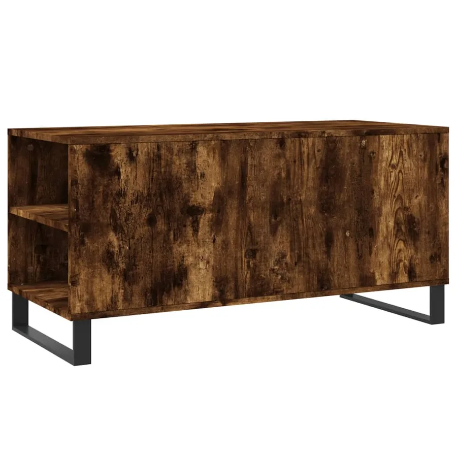 Table basse chêne fumé 102x44,5x50 cm bois d'ingénierie - 8