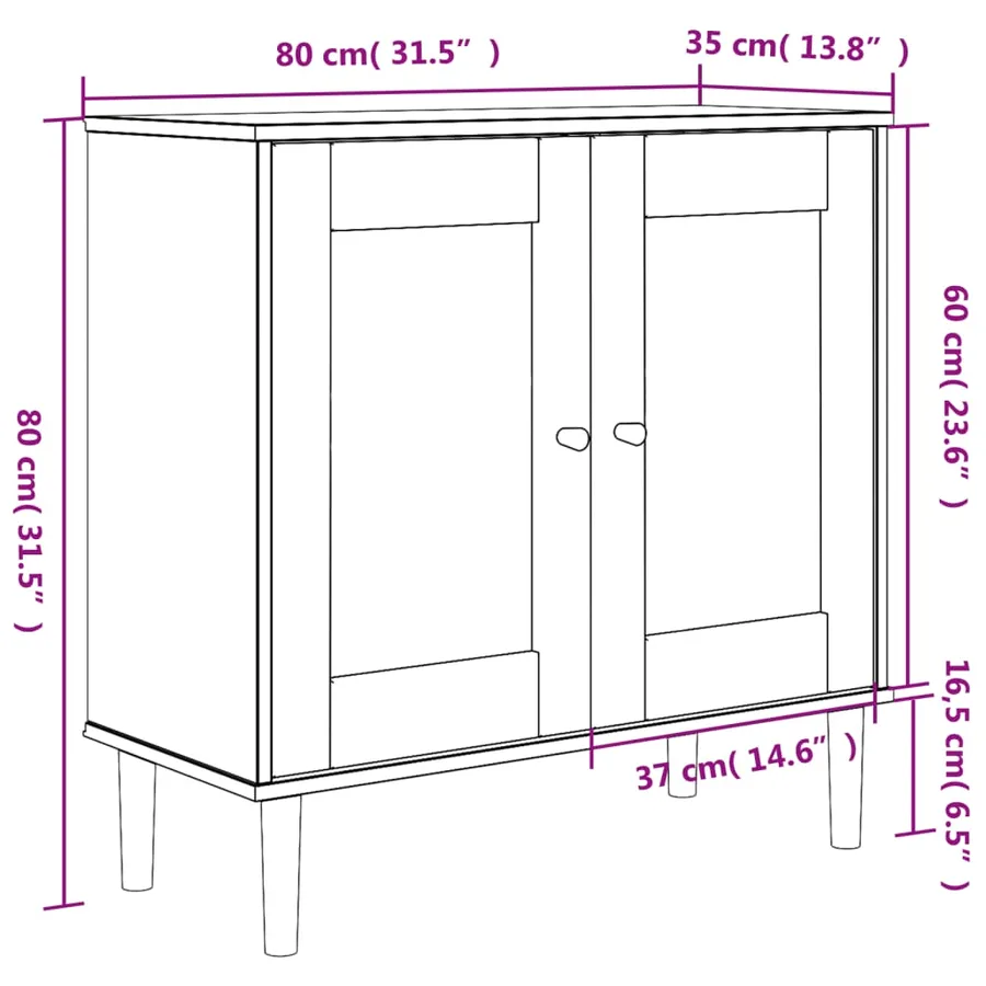 Buffet SENJA aspect rotin marron 80x35x80 cm bois massif de pin - 10