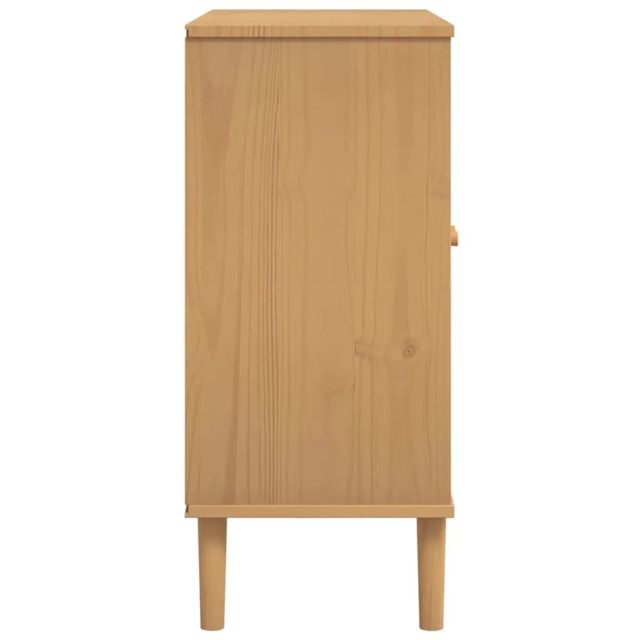 Buffet SENJA aspect rotin marron 80x35x80 cm bois massif de pin - 7
