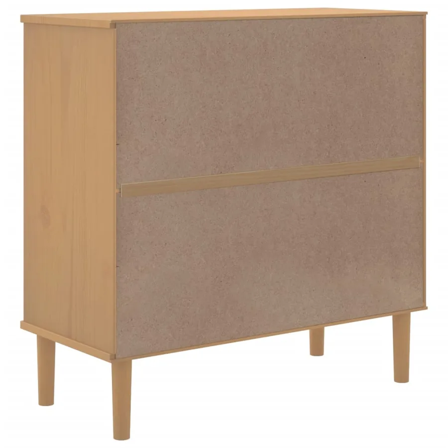 Buffet SENJA aspect rotin marron 80x35x80 cm bois massif de pin - 8