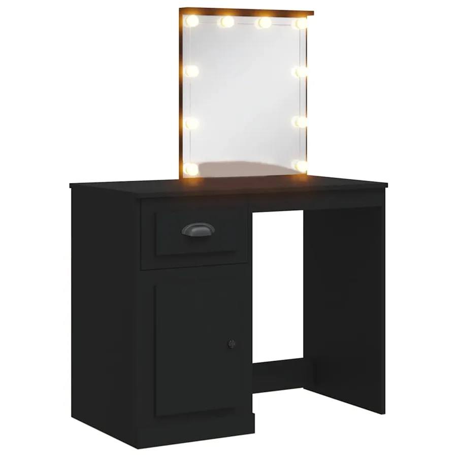 Coiffeuse avec lumières LED noir 90x42x132,5cm - 2