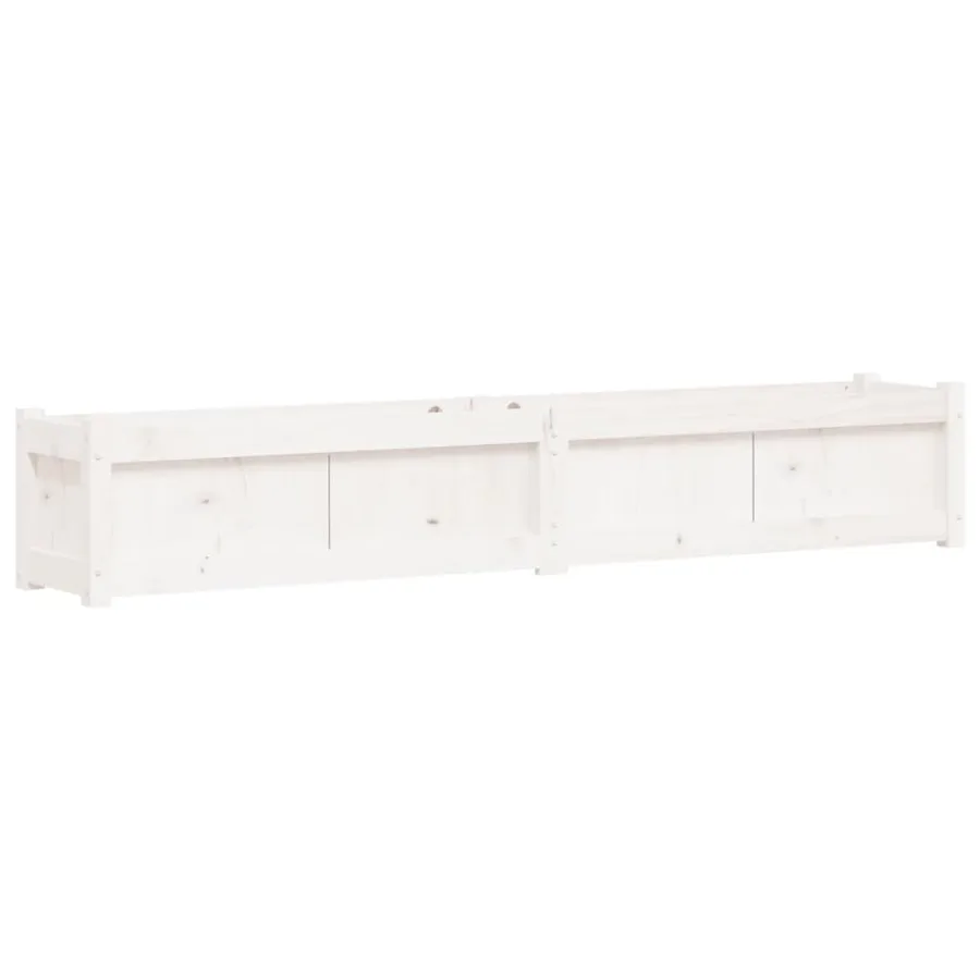 Jardinière blanc 180x31x31 cm bois de pin massif - 2