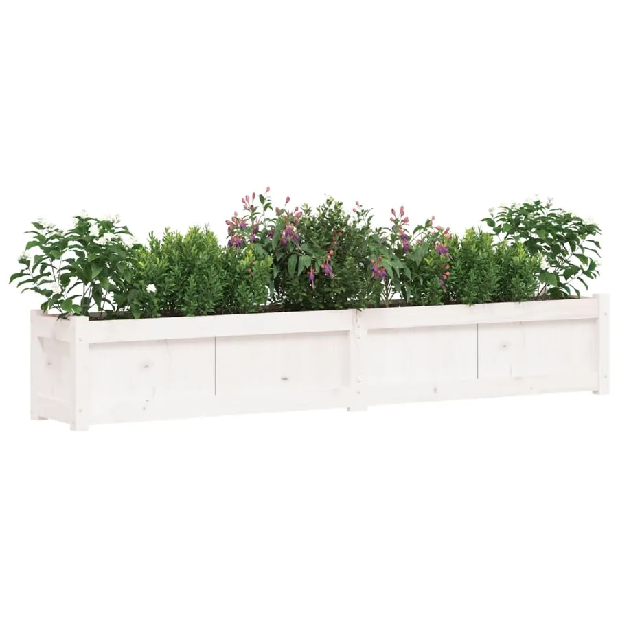 Jardinière blanc 180x31x31 cm bois de pin massif - 4