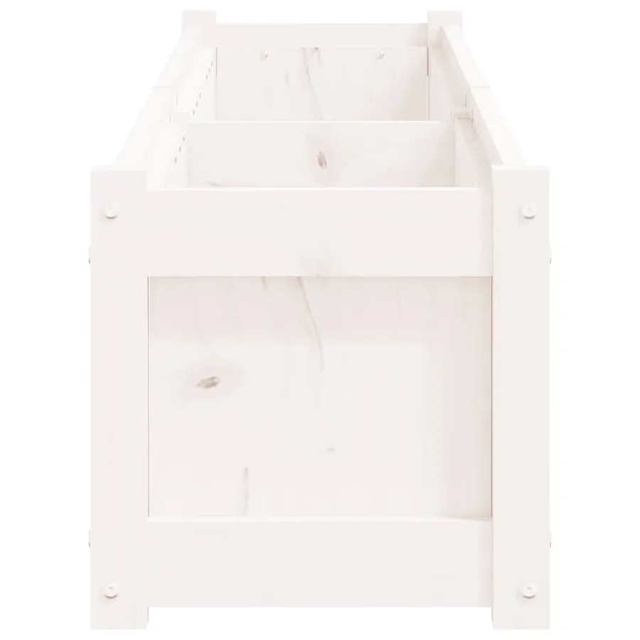 Jardinière blanc 180x31x31 cm bois de pin massif - 6
