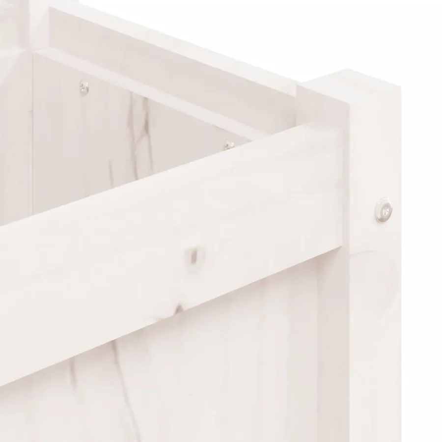 Jardinière blanc 180x31x31 cm bois de pin massif - 9