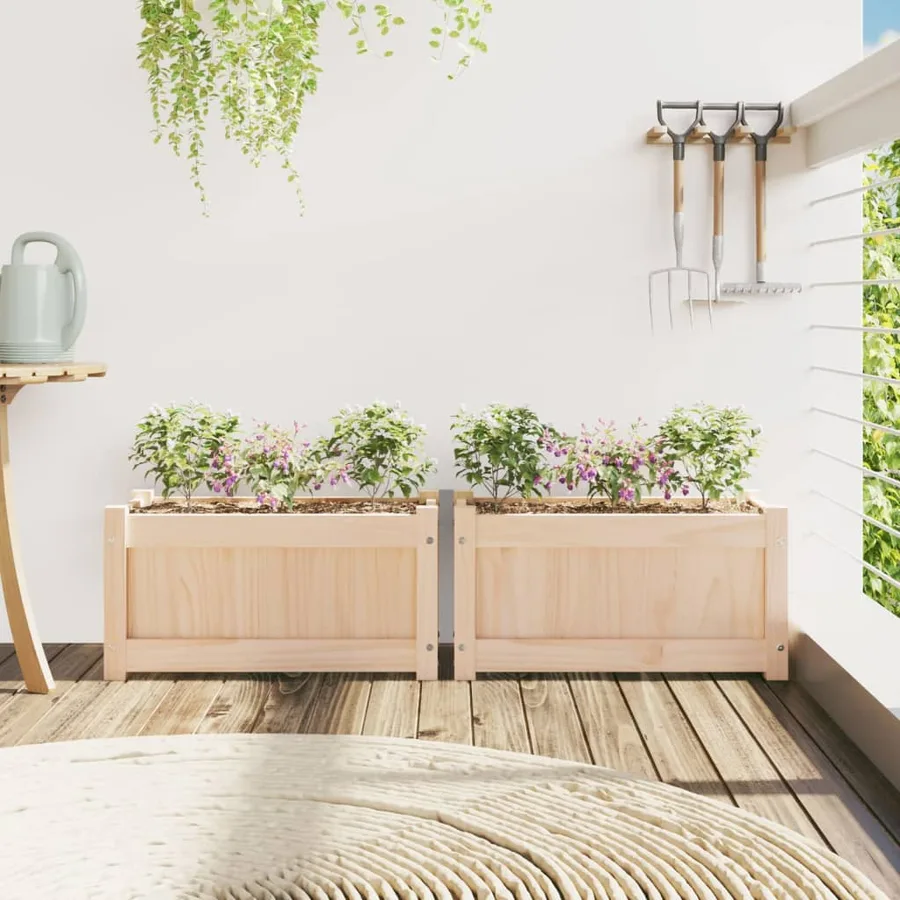 Jardinières 2 pcs bois de pin massif - 3