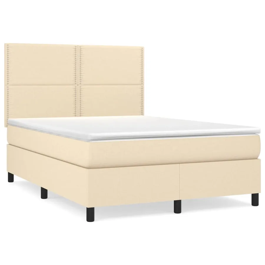 Sommier à lattes de lit avec matelas Crème 140x190 cm Tissu - 2