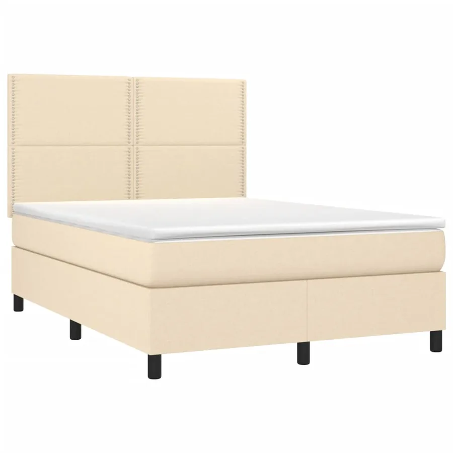 Sommier à lattes de lit avec matelas Crème 140x190 cm Tissu - 3