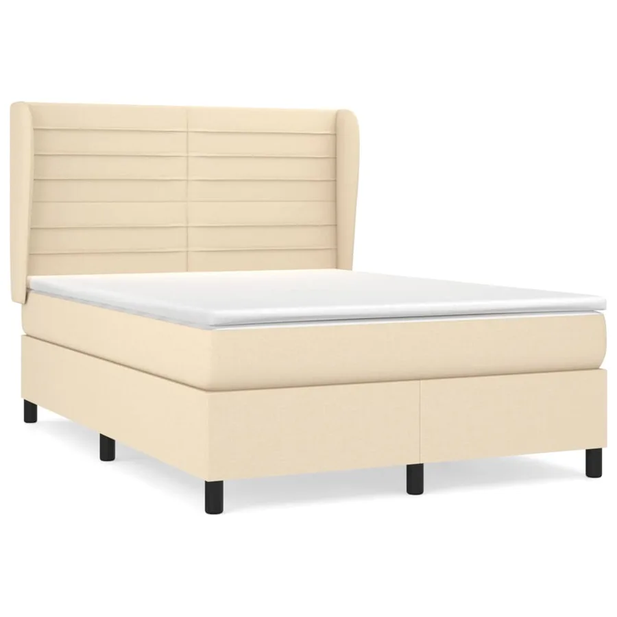 Sommier à lattes de lit avec matelas Crème 140x190 cm Tissu - 2