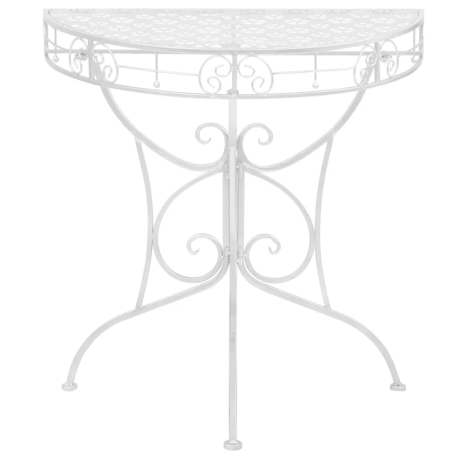 Table d'appoint Vintage Demi-ronde Métal 72x36x74 cm Argenté - 2