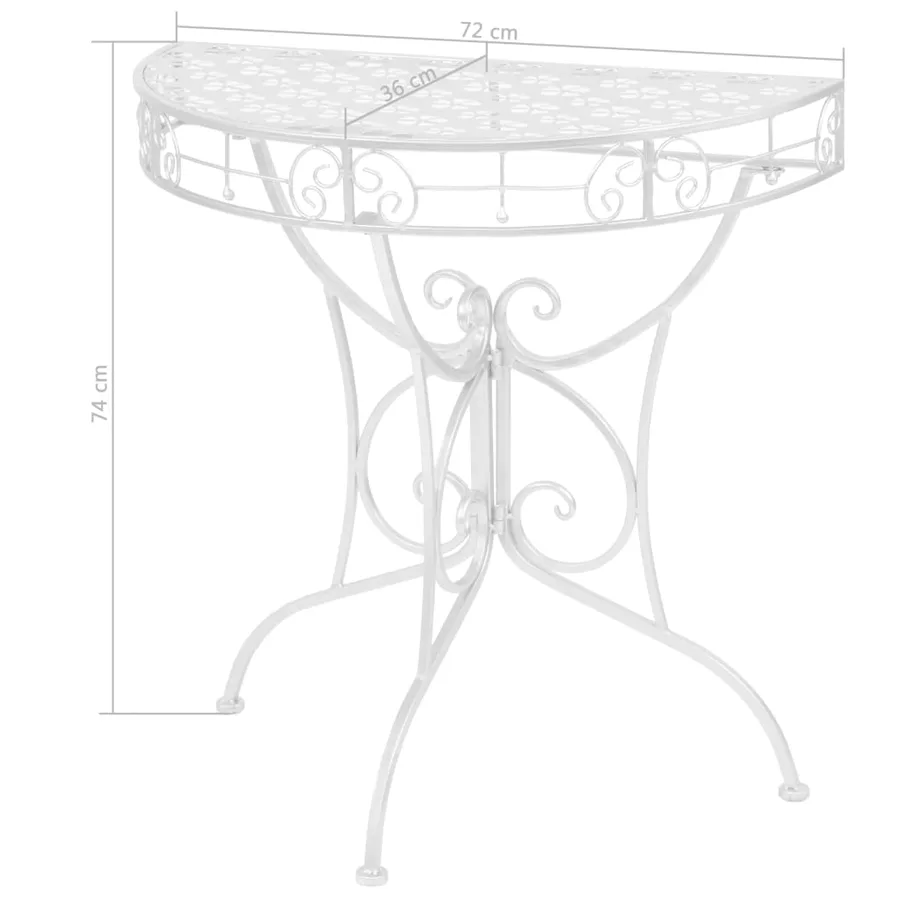 Table d'appoint Vintage Demi-ronde Métal 72x36x74 cm Argenté - 6