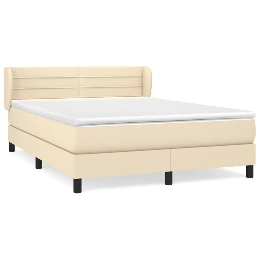 Sommier à lattes de lit avec matelas Crème 140x190 cm Tissu - 2