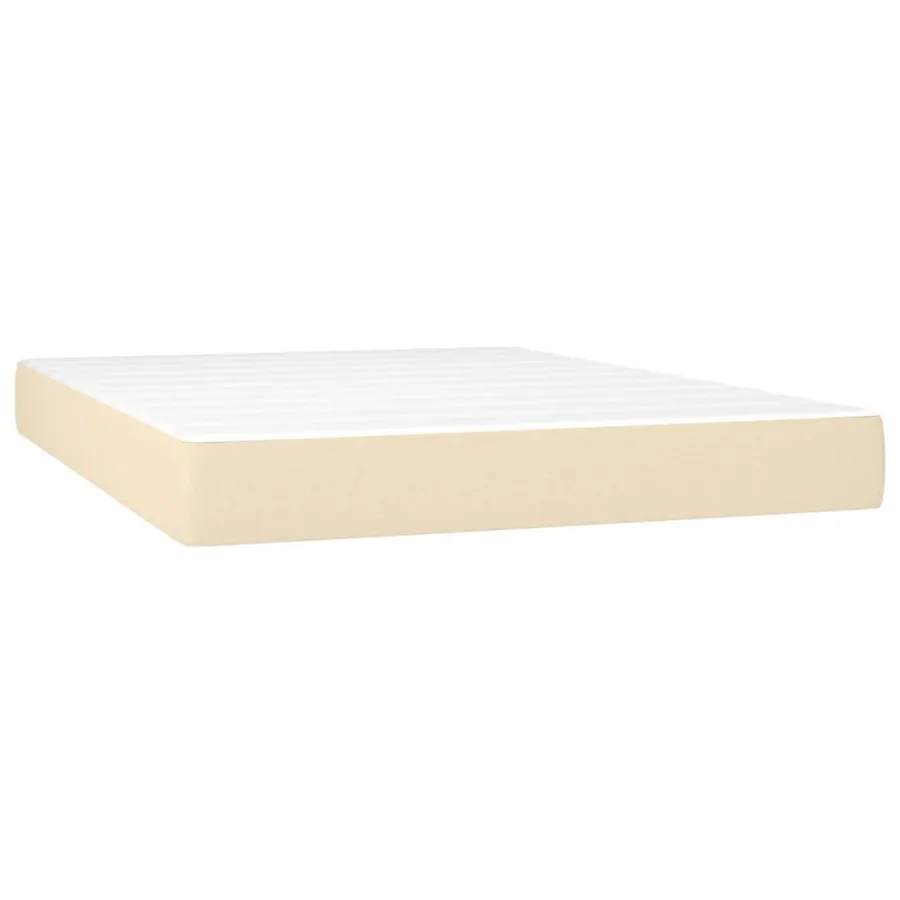 Sommier à lattes de lit avec matelas Crème 140x190 cm Tissu - 5