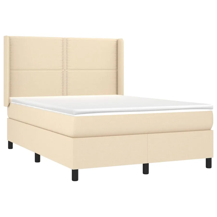 Sommier à lattes de lit matelas LED Crème 140x190 cm Tissu - 4