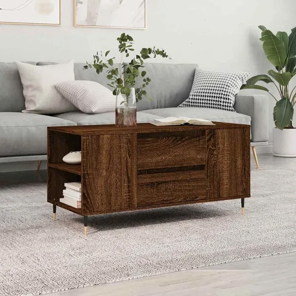 Table basse chêne marron 102x44,5x50 cm bois d'ingénierie