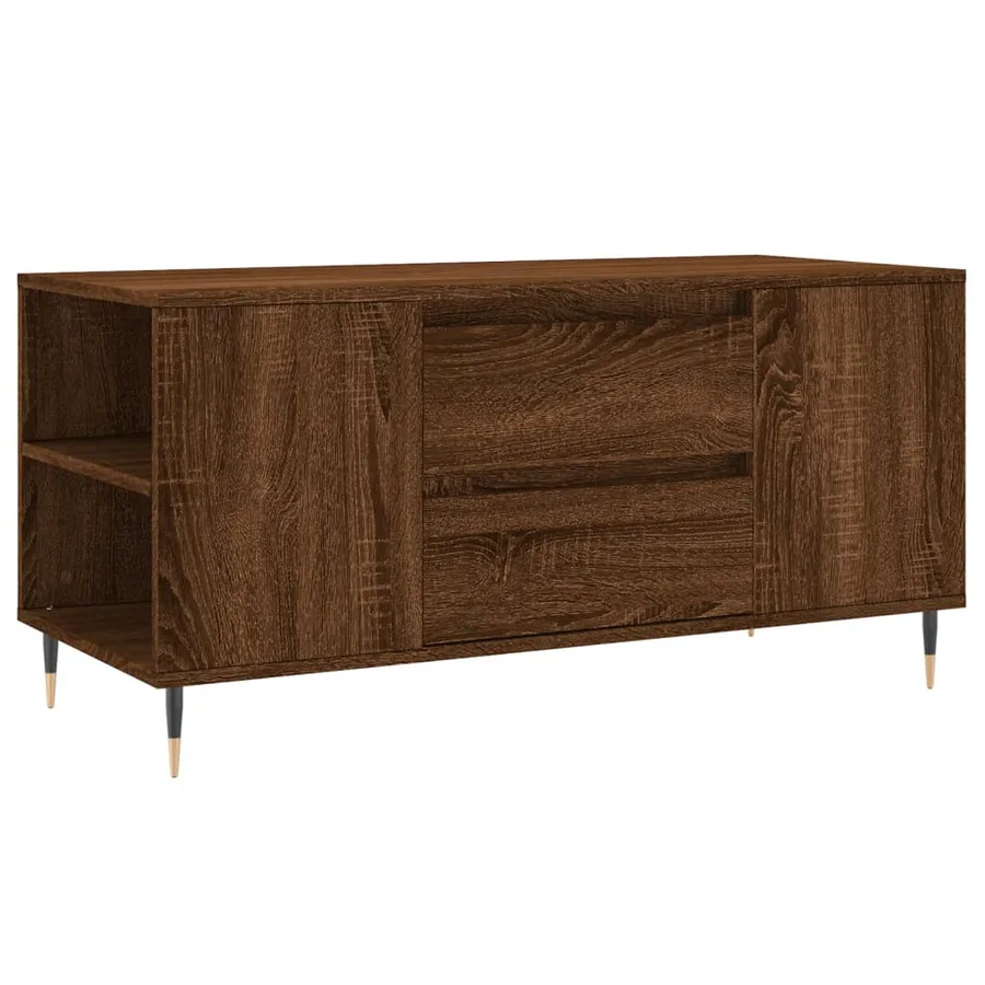 Table basse chêne marron 102x44,5x50 cm bois d'ingénierie - 2