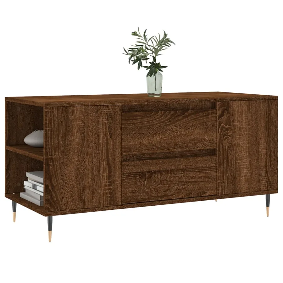 Table basse chêne marron 102x44,5x50 cm bois d'ingénierie - 3