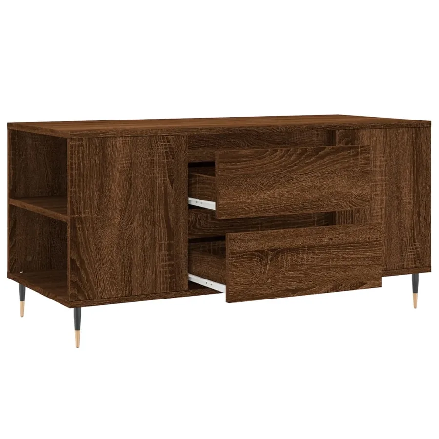 Table basse chêne marron 102x44,5x50 cm bois d'ingénierie - 6