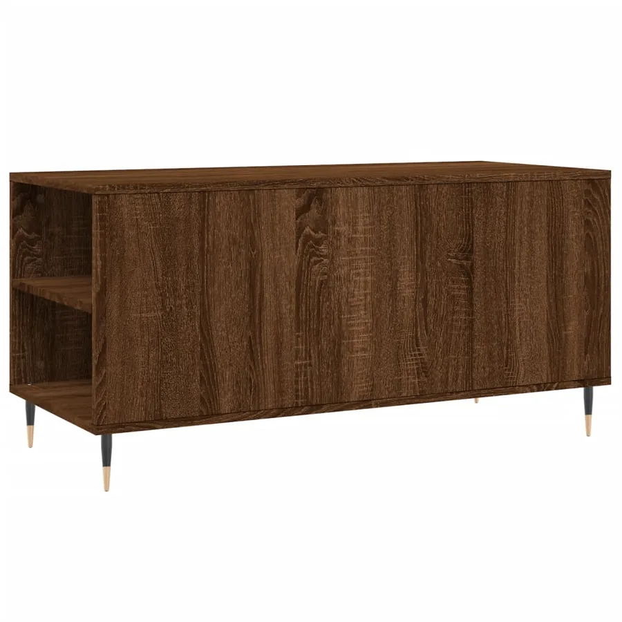 Table basse chêne marron 102x44,5x50 cm bois d'ingénierie - 8