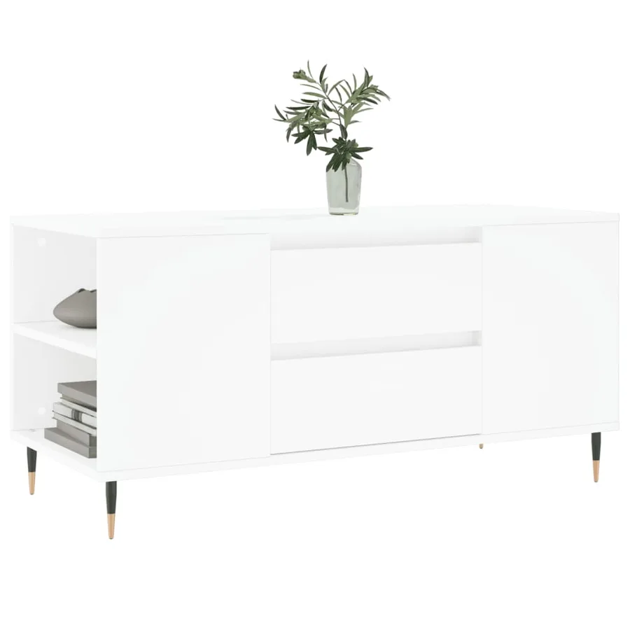 Table basse blanc 102x44,5x50 cm bois d'ingénierie - 3