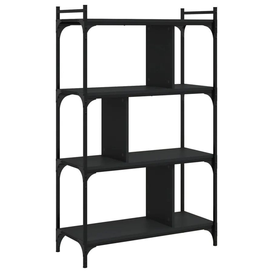Bibliothèque à 4 niveaux noir 76x32x123 cm bois d'ingénierie - 4