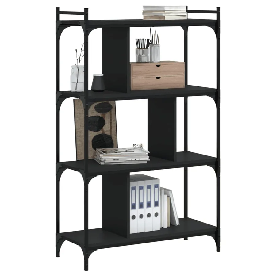 Bibliothèque à 4 niveaux noir 76x32x123 cm bois d'ingénierie - 6