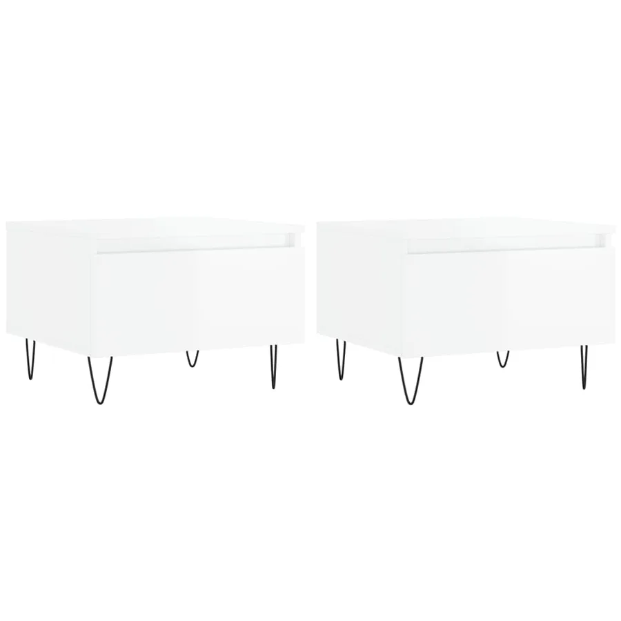 Tables basses 2 pcs blanc brillant 50x46x35cm bois d'ingénierie - 2