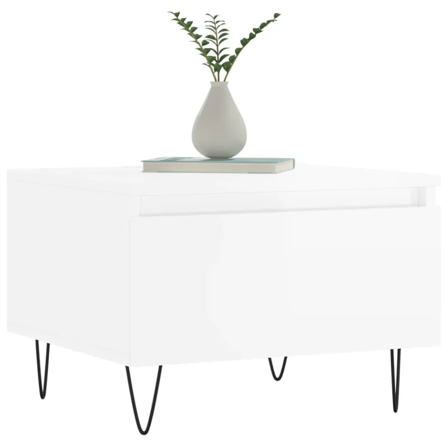 Tables basses 2 pcs blanc brillant 50x46x35cm bois d'ingénierie - 3